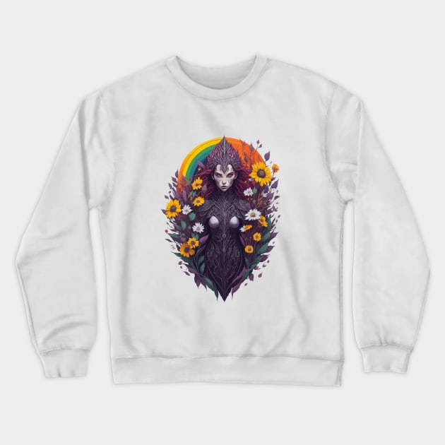 Floral woman watercolor Crewneck Sweatshirt by hippohost